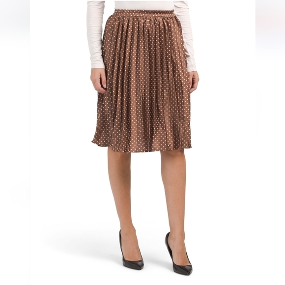 𝅺Monteau Pleated Midi Polka-dot  Printed Skirt - Picture 1 of 13